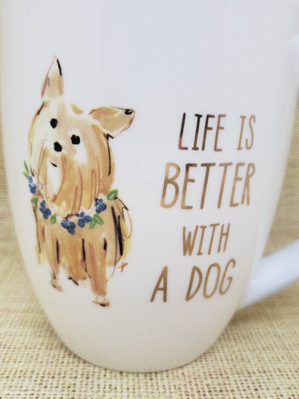 Life is Better With a Dog Coffee Mug Yorkie Terrier Large White Pet Lover Gift
